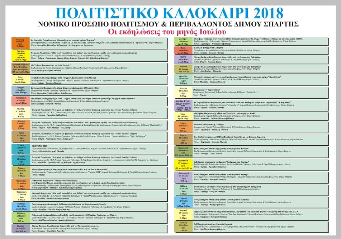 Πολιτιστικό καλοκαίρι 2018 - Πρόγραμμα εκδηλώσεων Ιουλίου